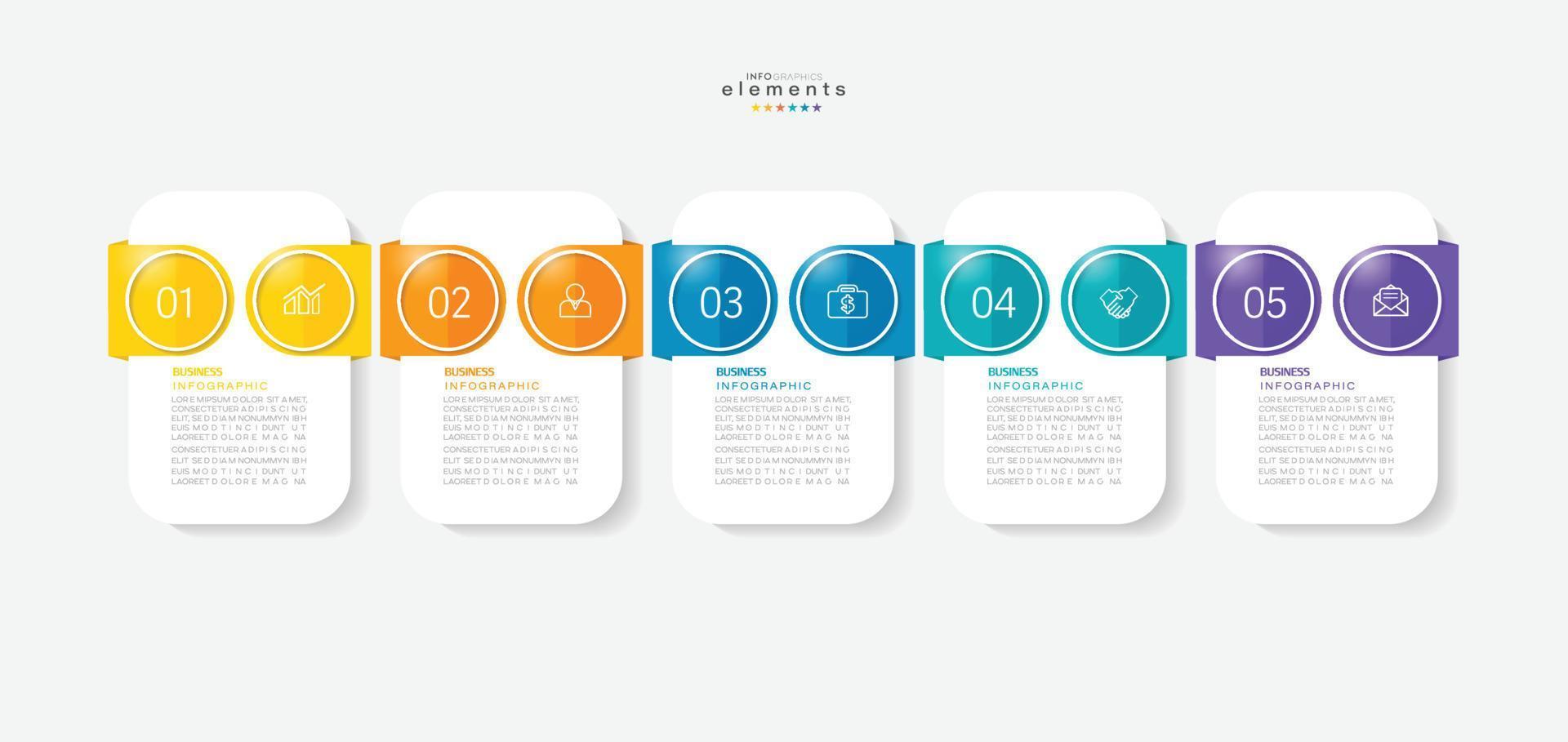 plantilla de diseño infográfico de ilustración vectorial con iconos y 5 opciones o pasos. se puede utilizar para procesos, presentaciones, diseño, banner, gráfico de información. vector