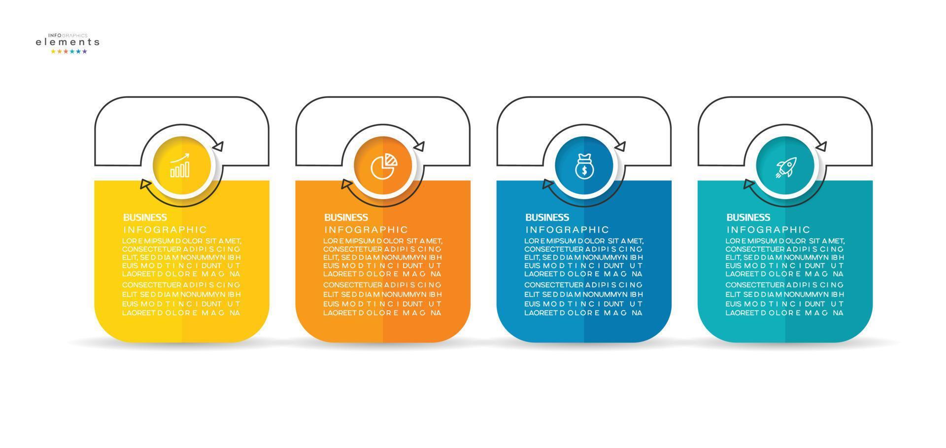 vector illustration Infographic design template with icons and 4 options or steps. Can be used for process, presentations, layout, banner,info graph.