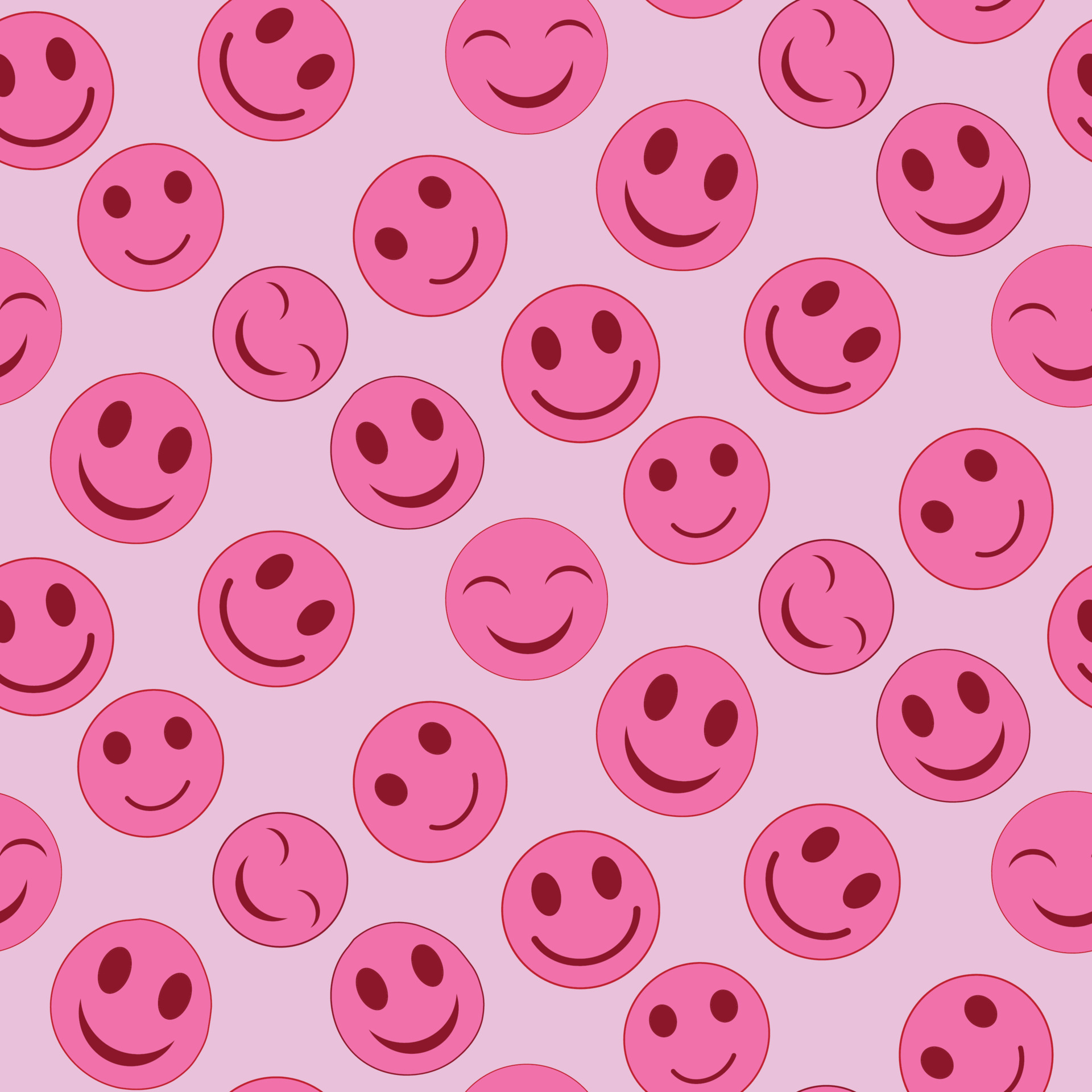 Cute Kawaii hot pink happy faces seamless pattern on dusty pink background  For kids textile backgrounds wrapping paper and stationary 11124316  Vector Art at Vecteezy