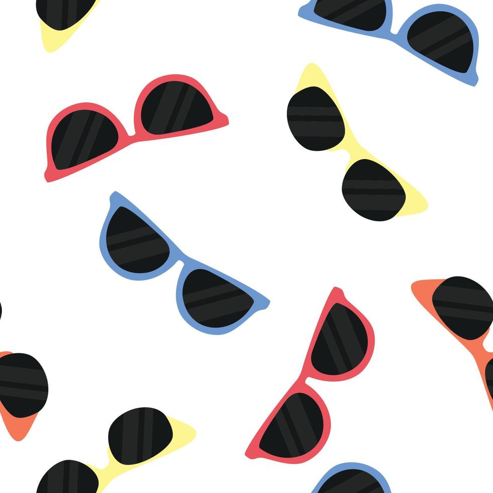Seamless pattern with color sunglasses different types. Vector illustration