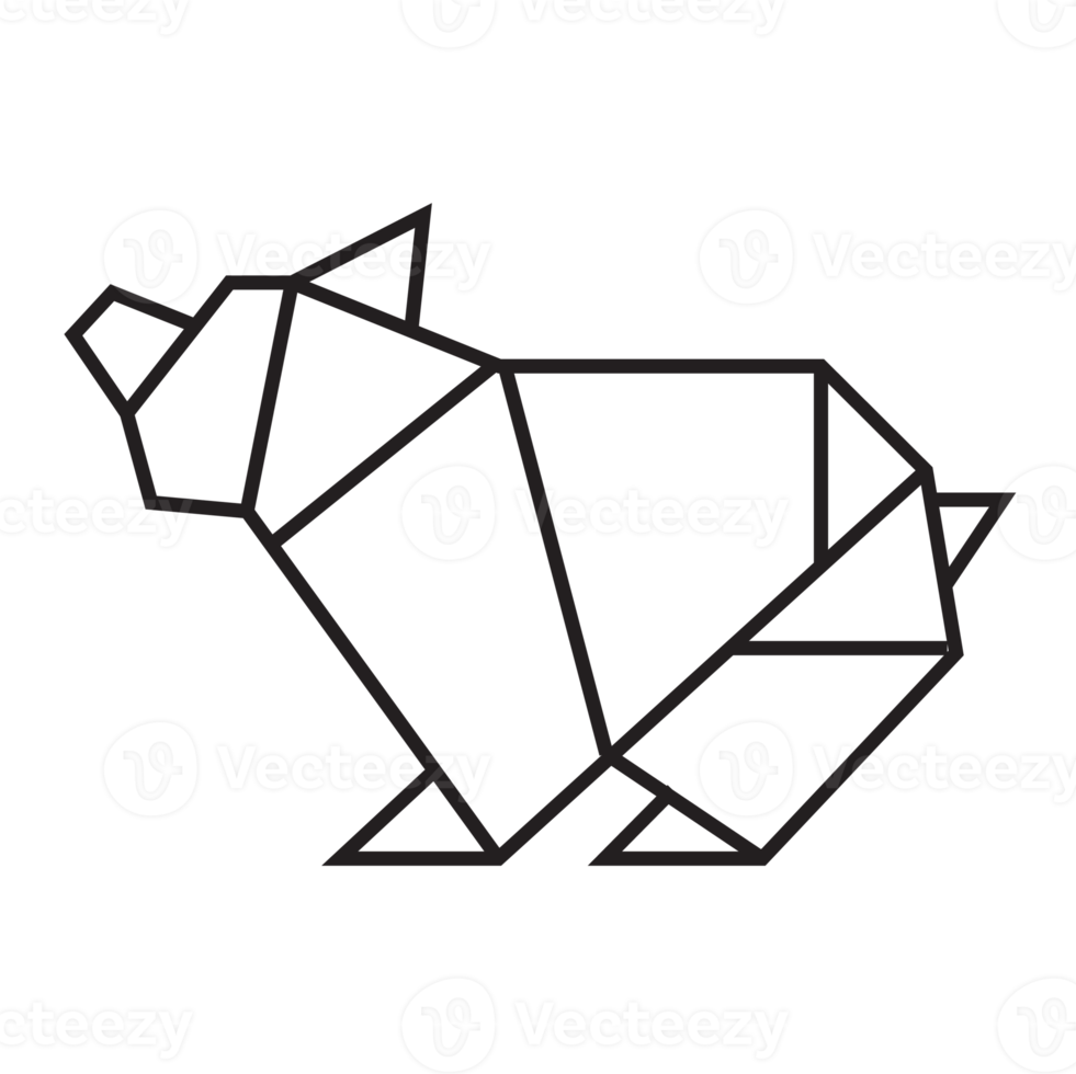 conception d'illustration d'origami d'ours. dessin au trait géométrique pour icône, logo, élément de conception, etc. png