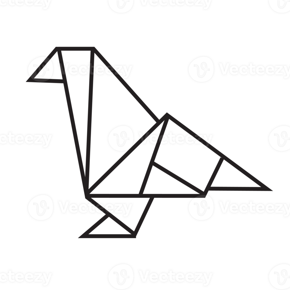 diseño de ilustración de origami de paloma. arte lineal geométrico para icono, logotipo, elemento de diseño, etc. png