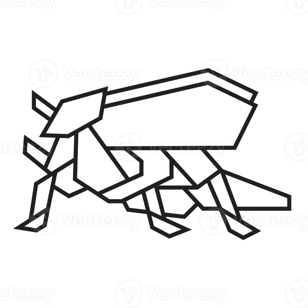 conception d'illustration d'origami de sauterelle. dessin au trait géométrique pour icône, logo, élément de conception, etc. png