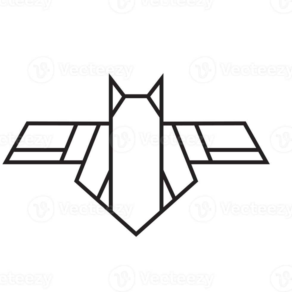 diseño de ilustración de origami de murciélago. arte lineal geométrico para icono, logotipo, elemento de diseño, etc. png