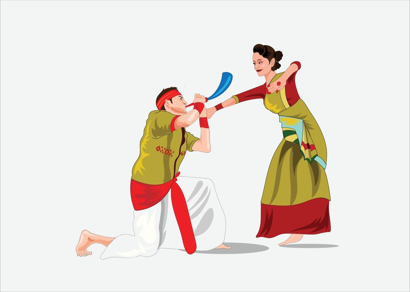 ilustración de vector de danza bihu sobre fondo blanco