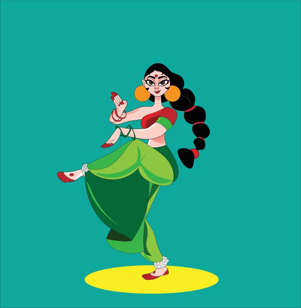 Indian Dance, traditional vector illustration