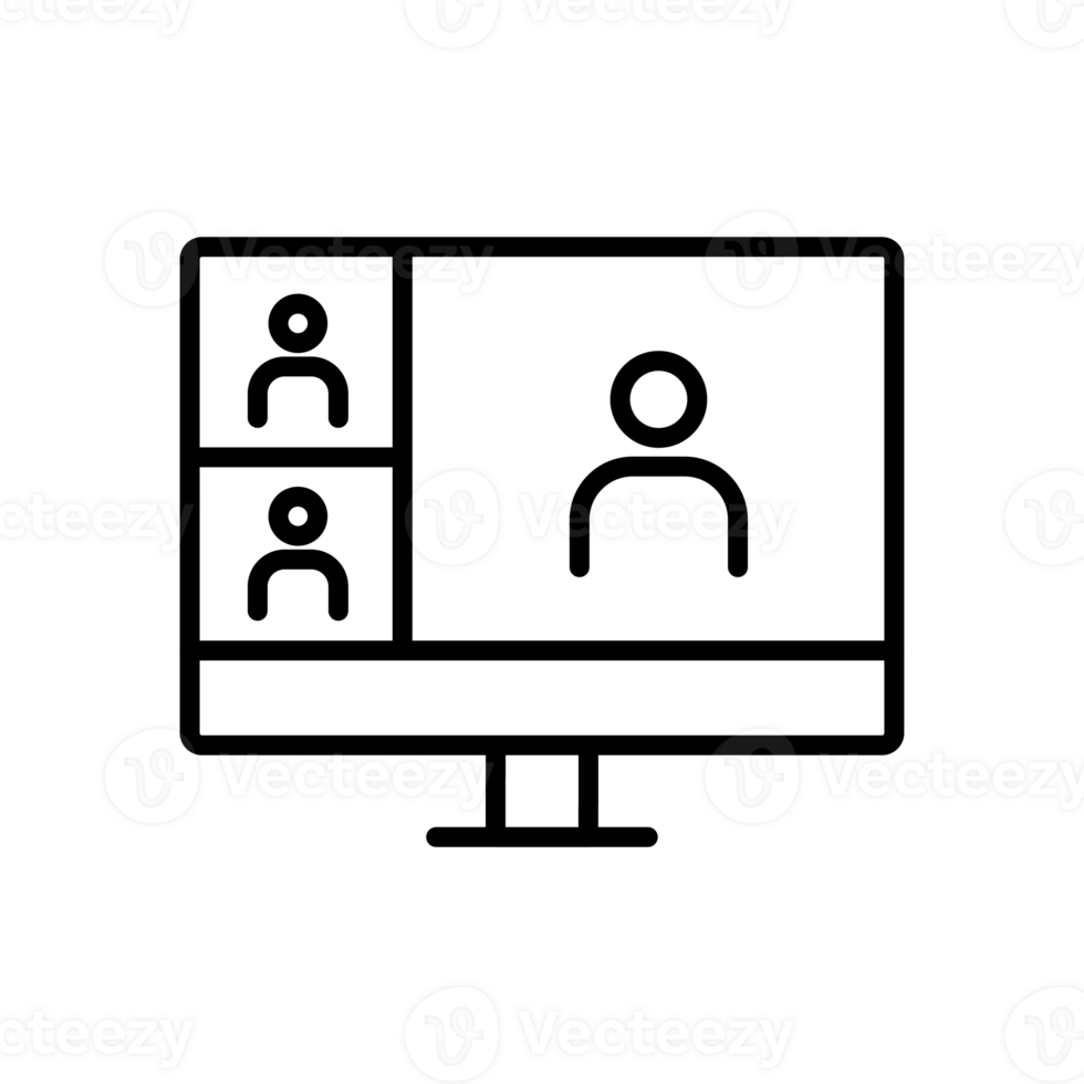 réunion sur une conception d'icône d'ordinateur. illustration de vidéoconférence simple dans un style d'art en ligne. png