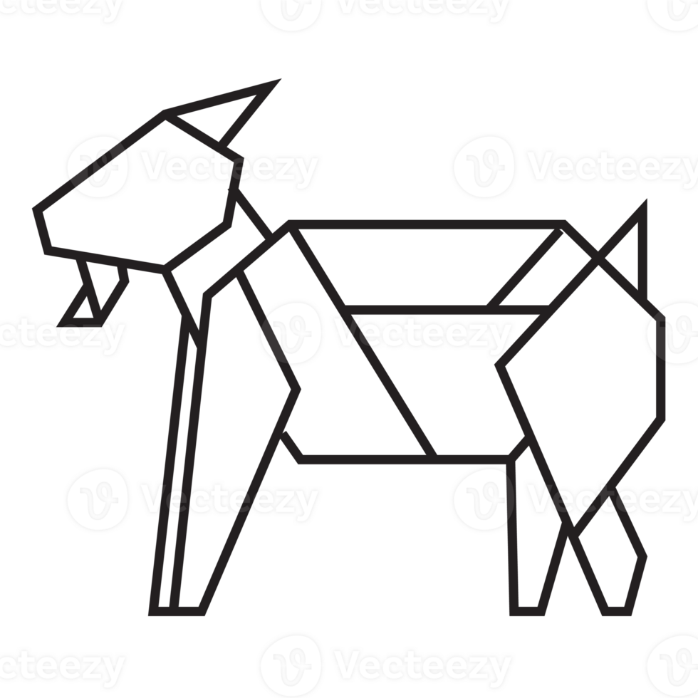 conception d'illustration d'origami de chèvre. dessin au trait géométrique pour icône, logo, élément de conception, etc. png