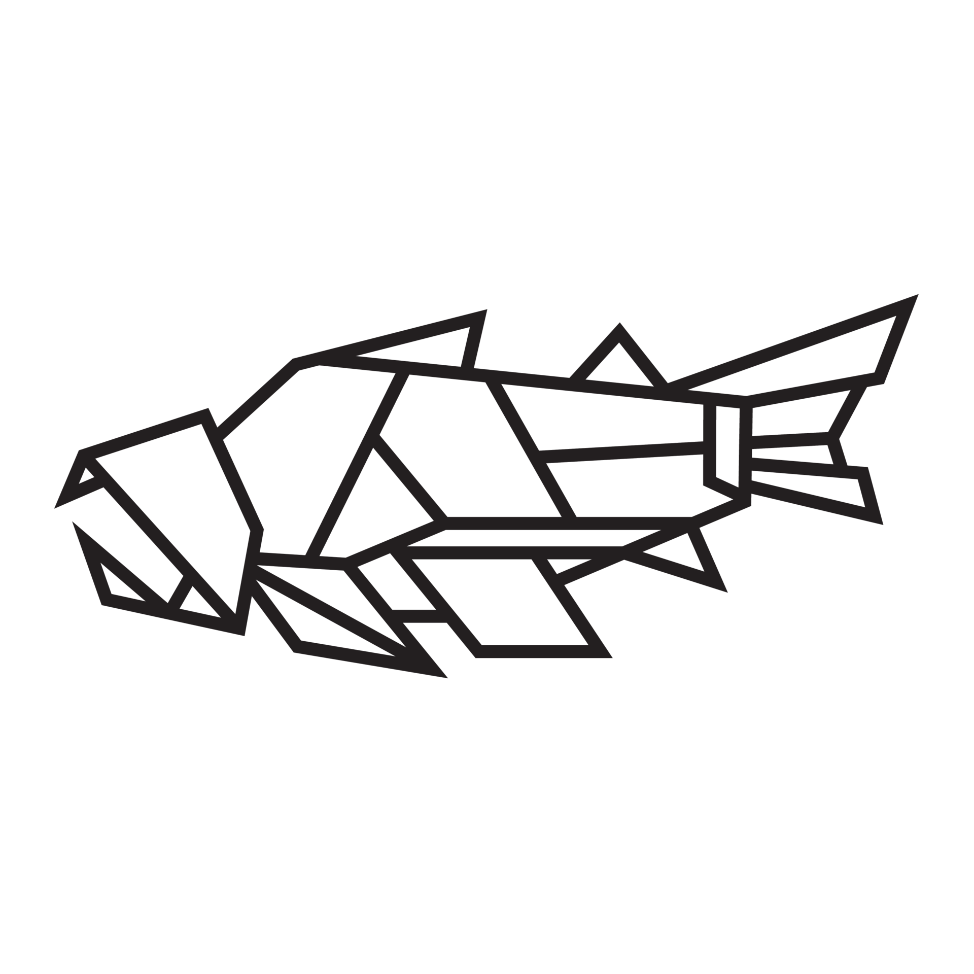 angler fish origami illustration design. line art geometric for icon