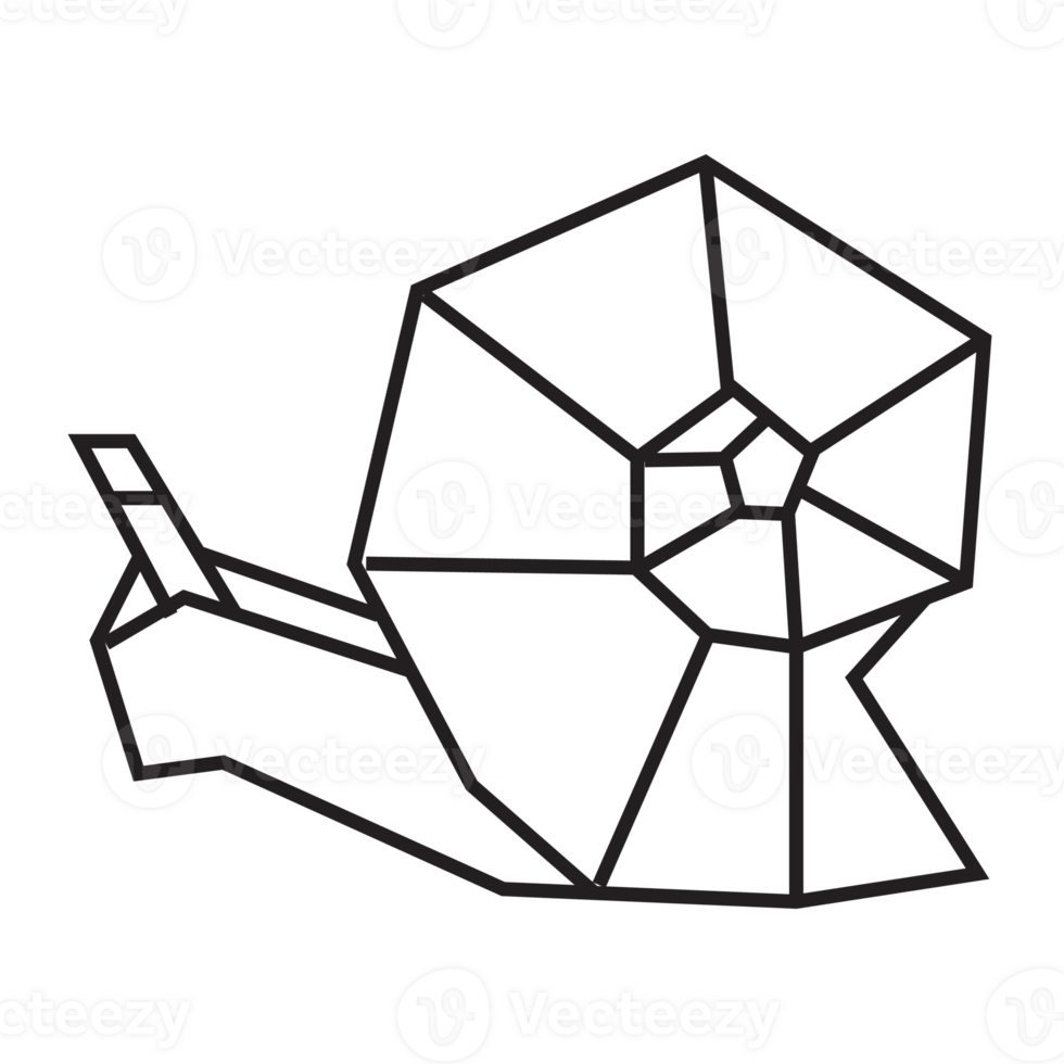 Schnecken-Origami-Illustrationsdesign. Strichzeichnungen geometrisch für Symbol, Logo, Designelement usw png