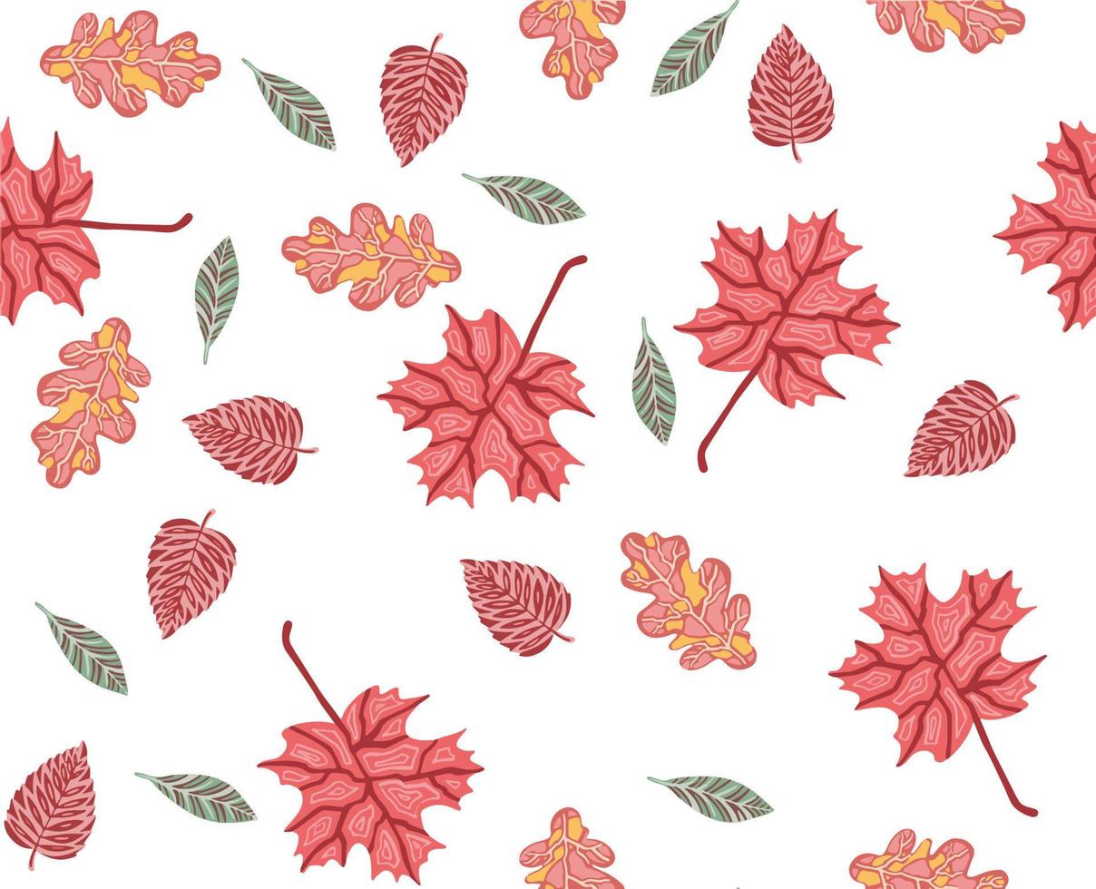 Autumn leaves pattern, seamless background and illustration vector