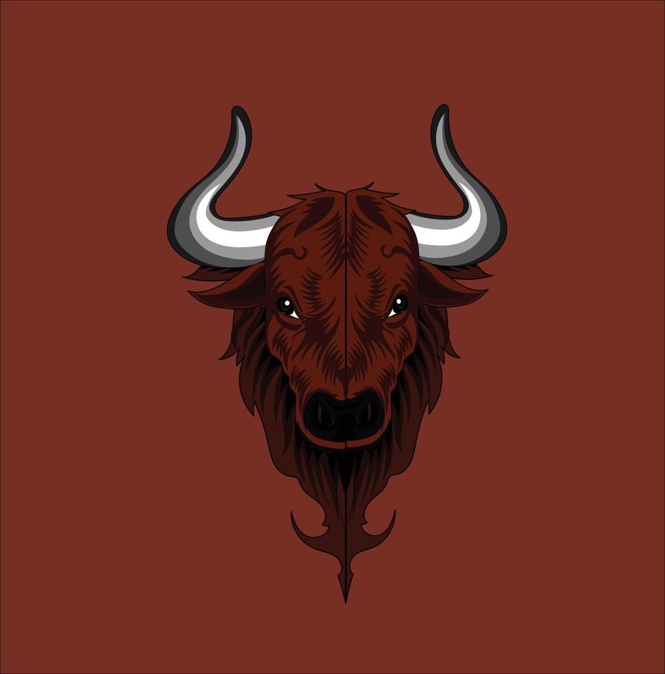 ilustración de vector de logotipo de mascota de cabeza de toro en el fondo