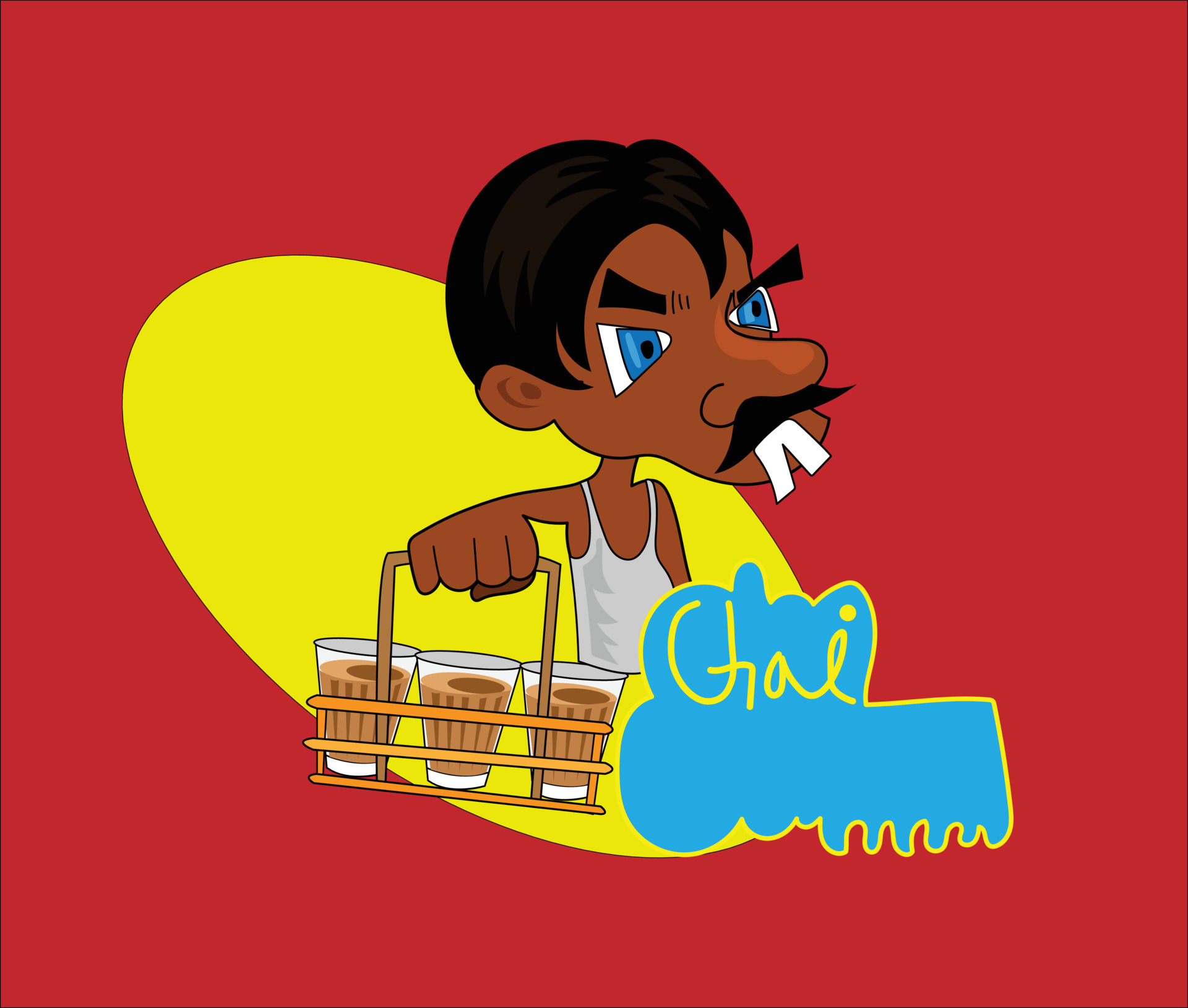 chai wala cartoon character Indian, Pakistani street tea seller 11124687  Vector Art at Vecteezy
