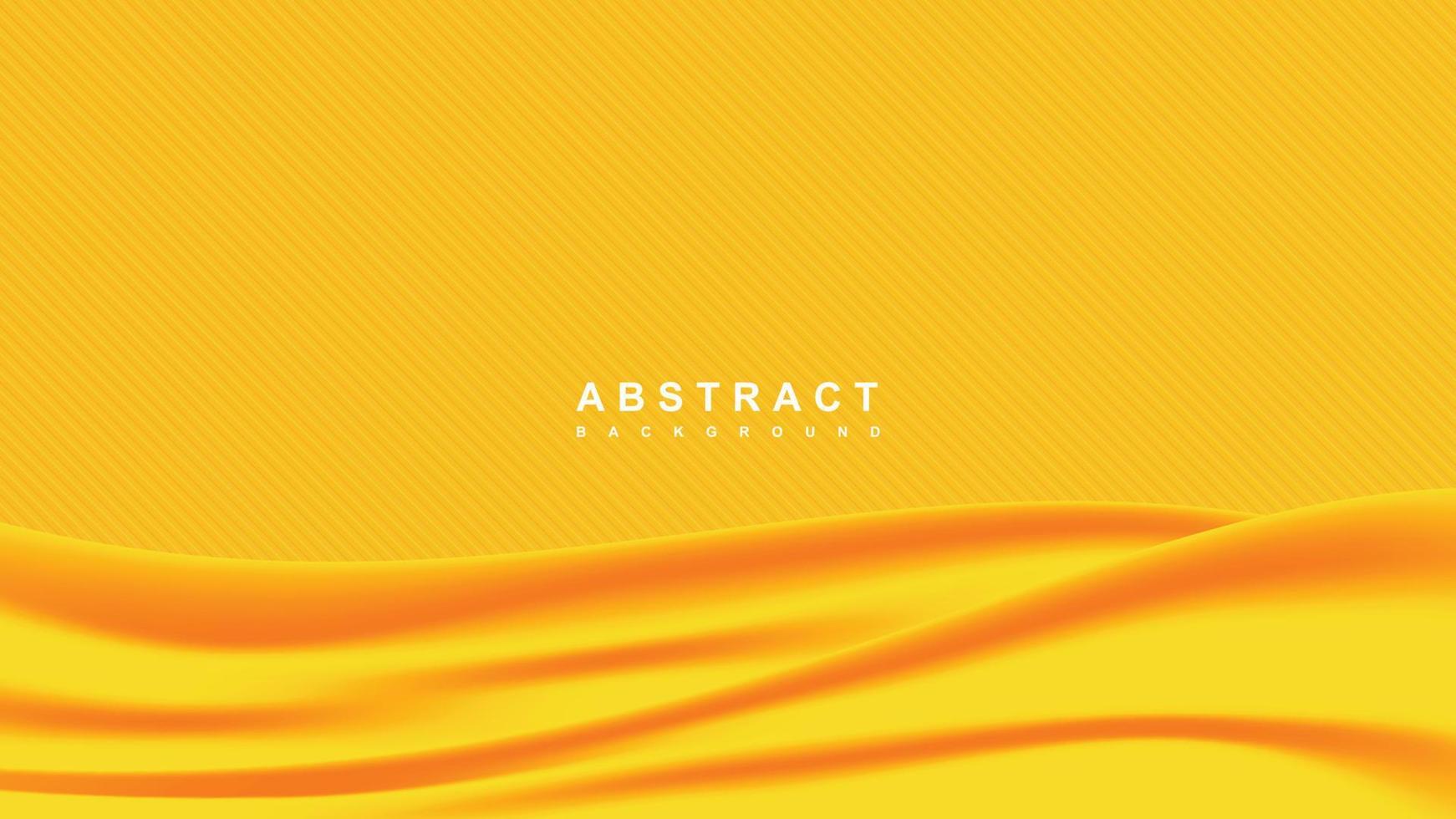 Abstract yellow background with 3d realistic wave silk surface vector illustration