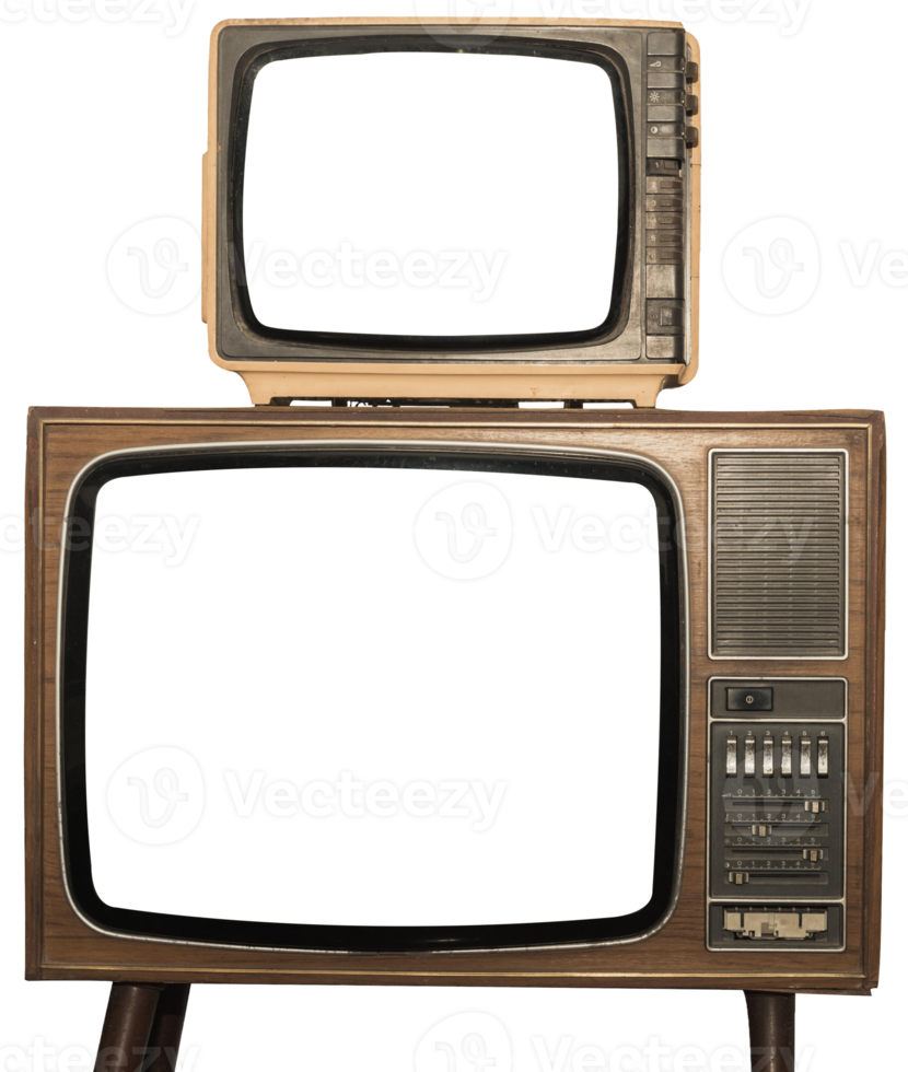 Vintage television with cut out screen on Isolated png