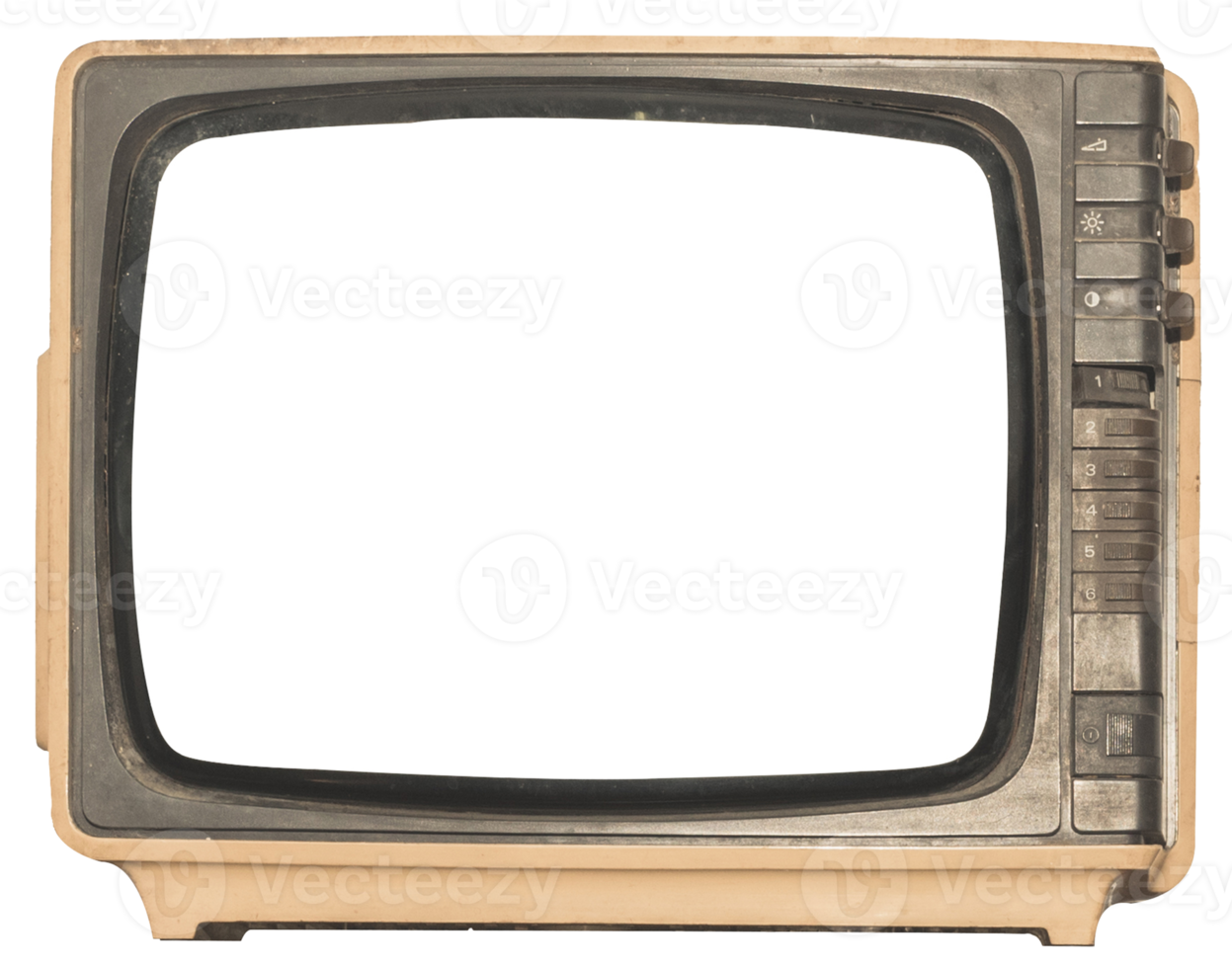 télévision vintage avec écran découpé sur isolé png