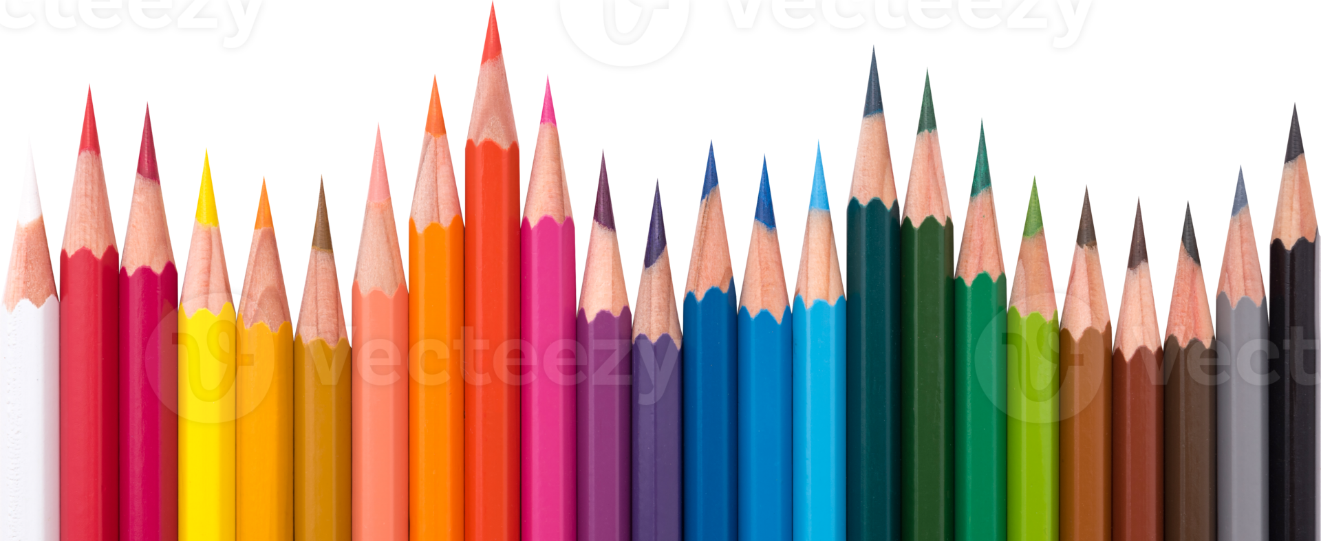 Colored pencils laying in row isolated png