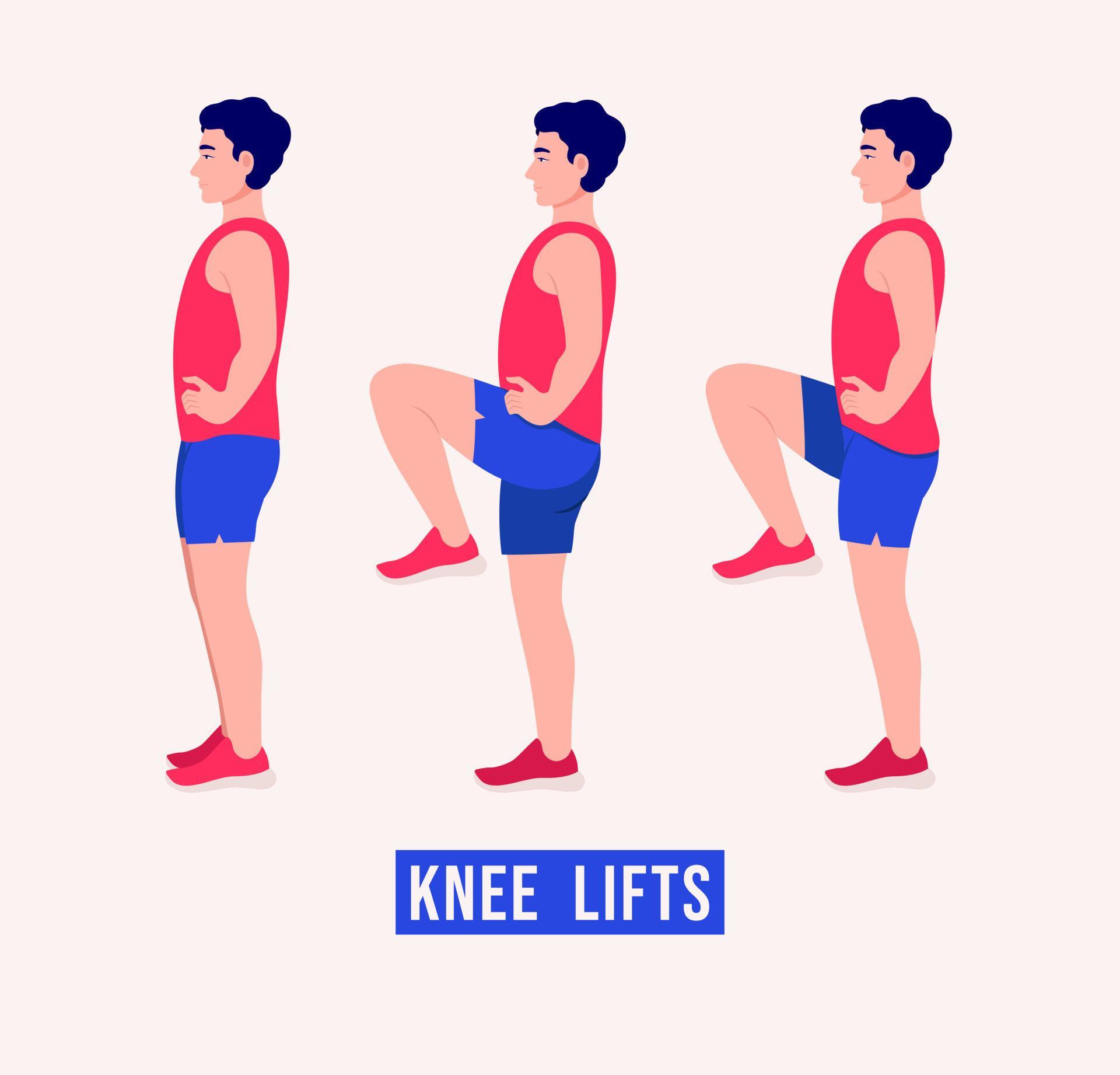 knee Lifts exercise, Men workout fitness, aerobic and exercises