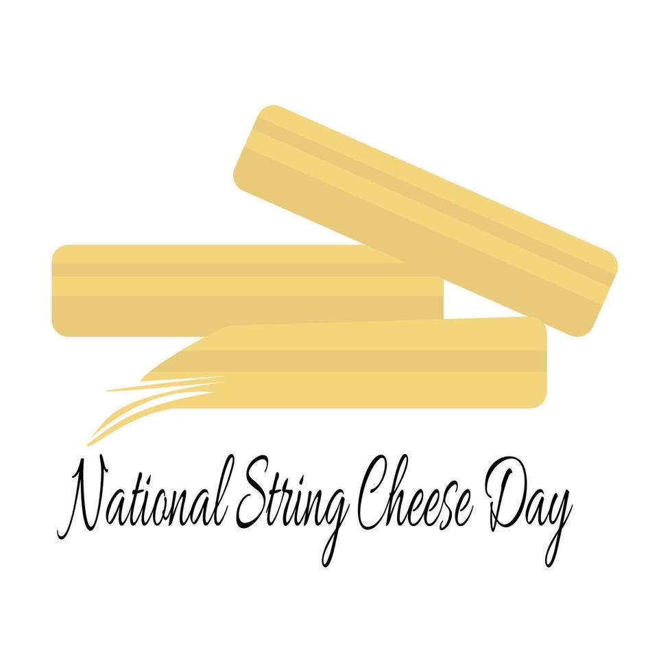 National String Cheese Day, idea for a postcard or menu decoration, cheese strings a few pieces vector