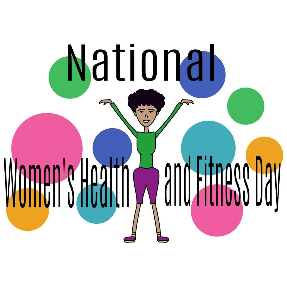 National Womens Health and Fitness Day, idea for banner, poster or flyer, woman doing exercises vector