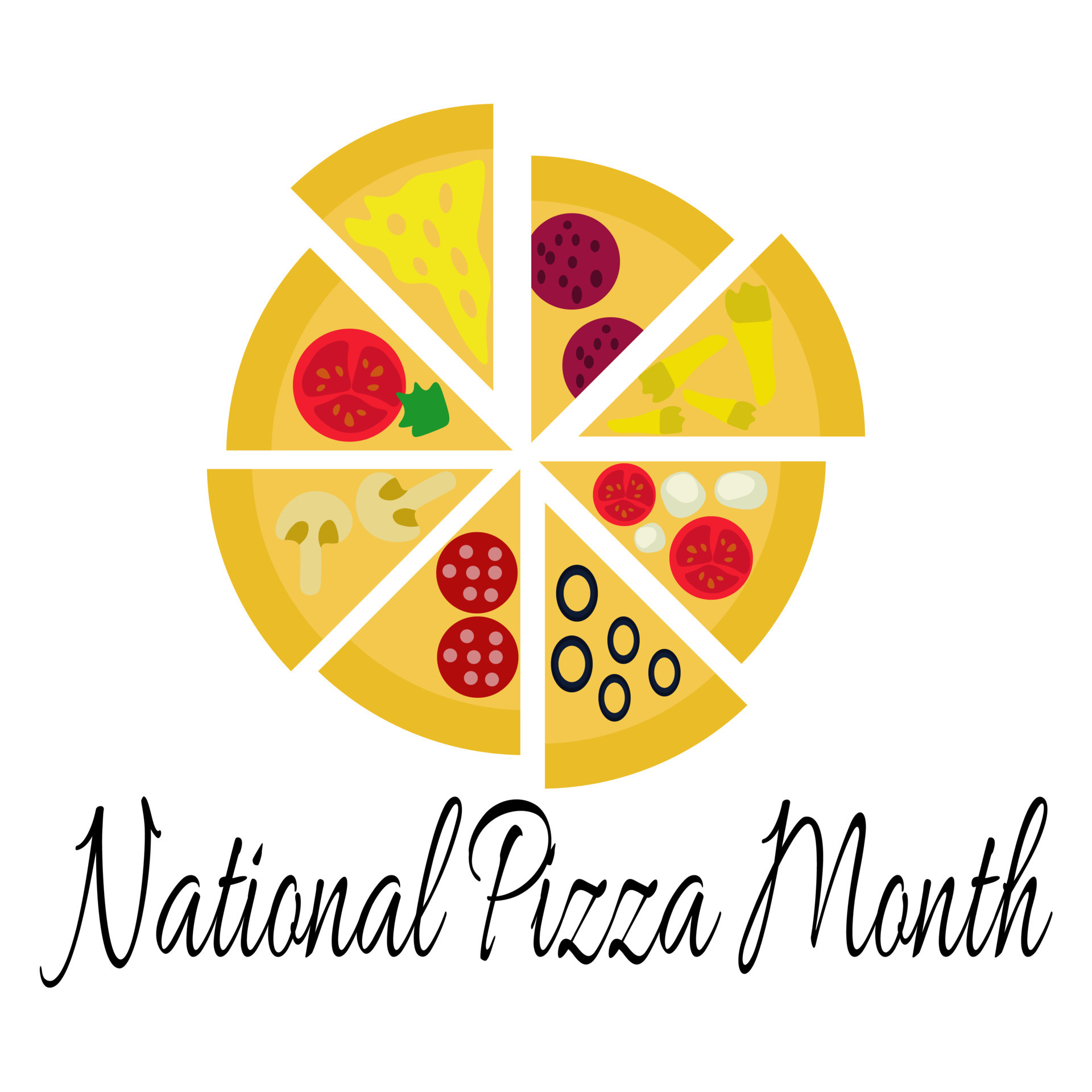 National Pizza Month, idea for a poster, banner or postcard, slices of