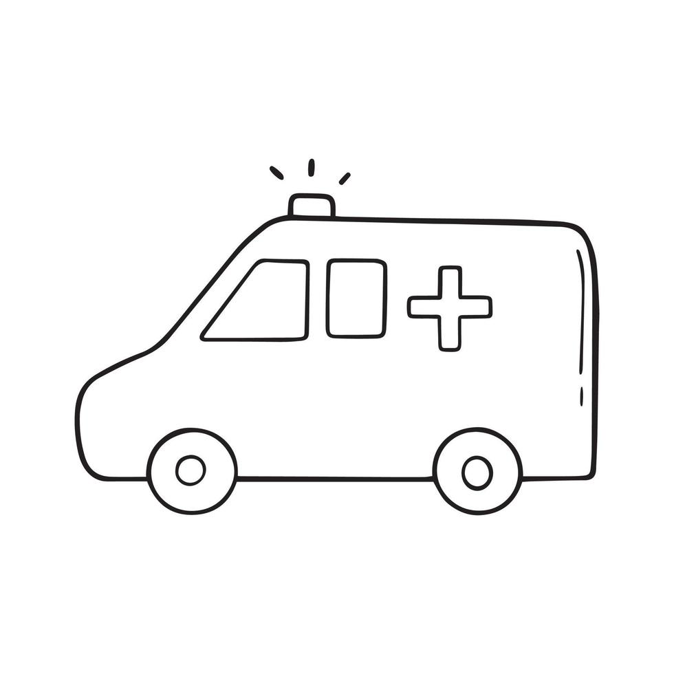 Hand drawn ambulance doodle. Medical equipment for testing in sketch style. vector