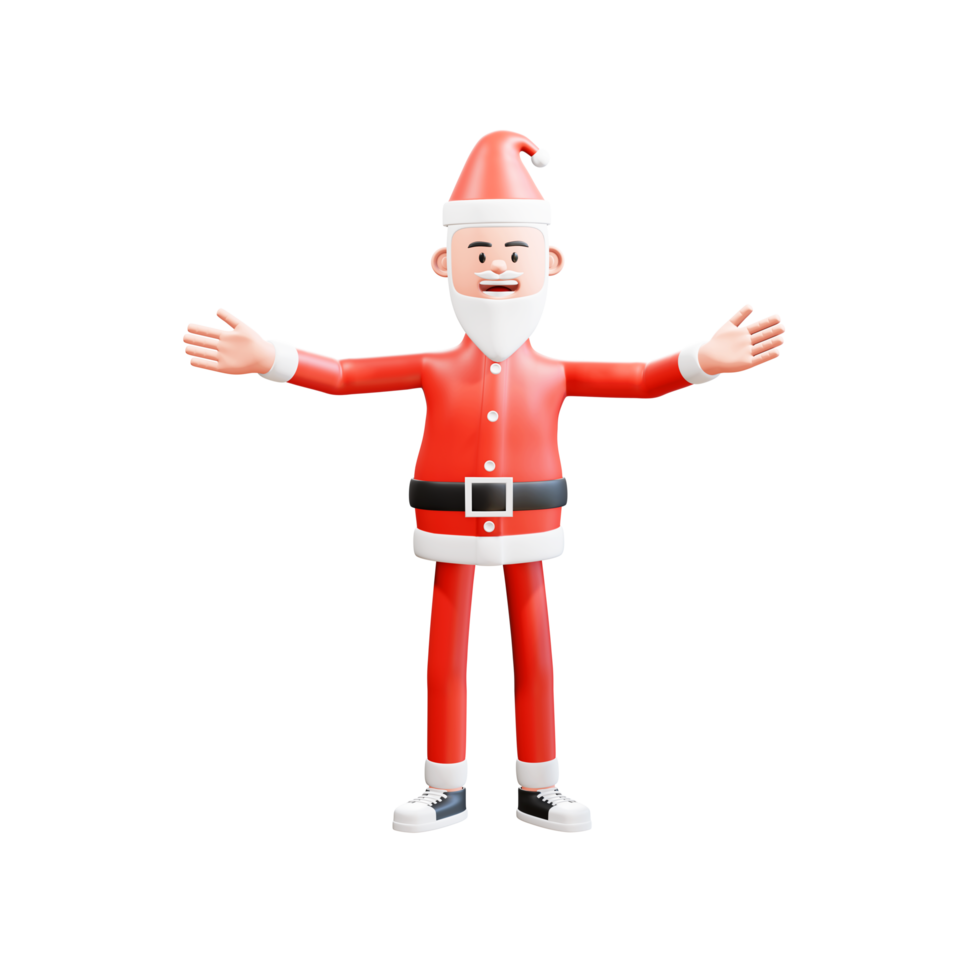 3d personaggio Santa claus. contento Santa Claus festeggiare Natale con accogliente gesto png