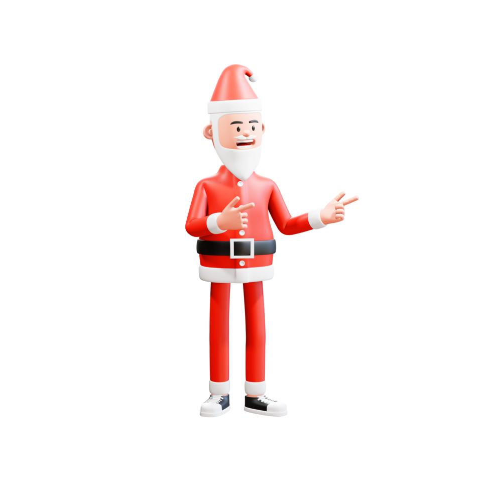 santa clause pointing at something with a finger gun. Hand gesture signals. png