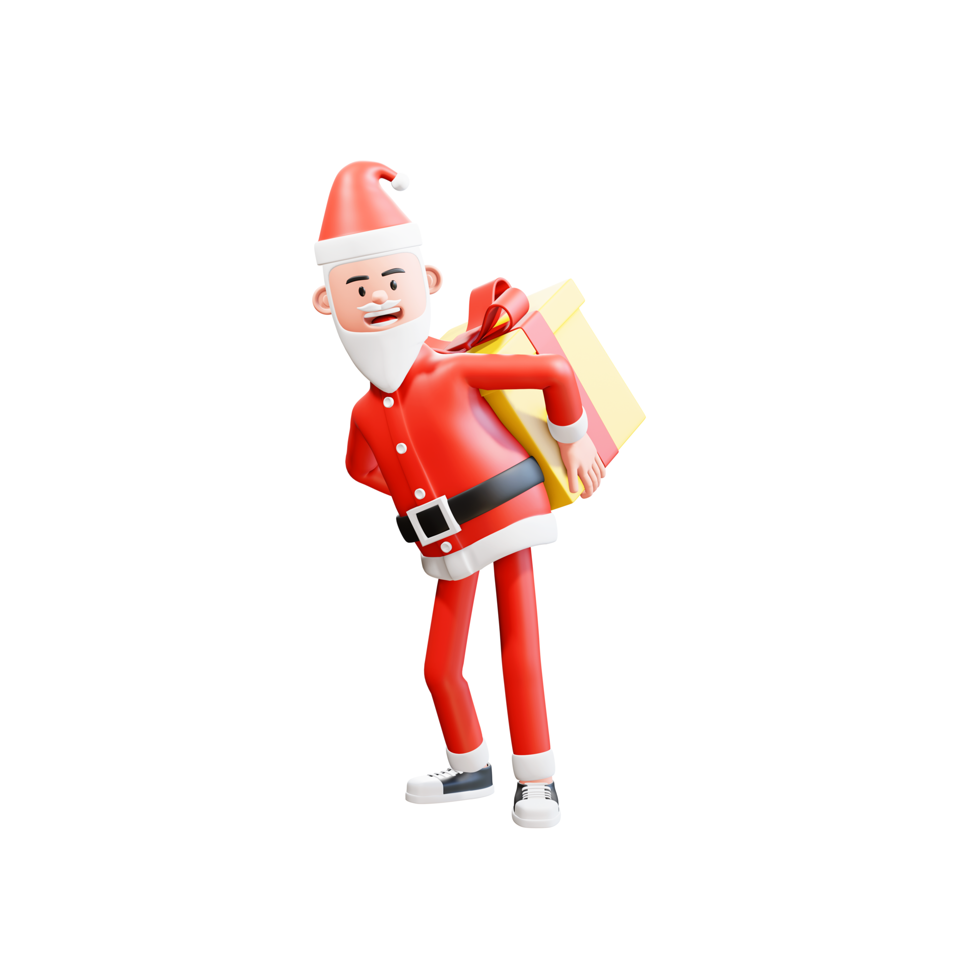 Personagem de menina 3d papai noel com um sinal de coração na mão