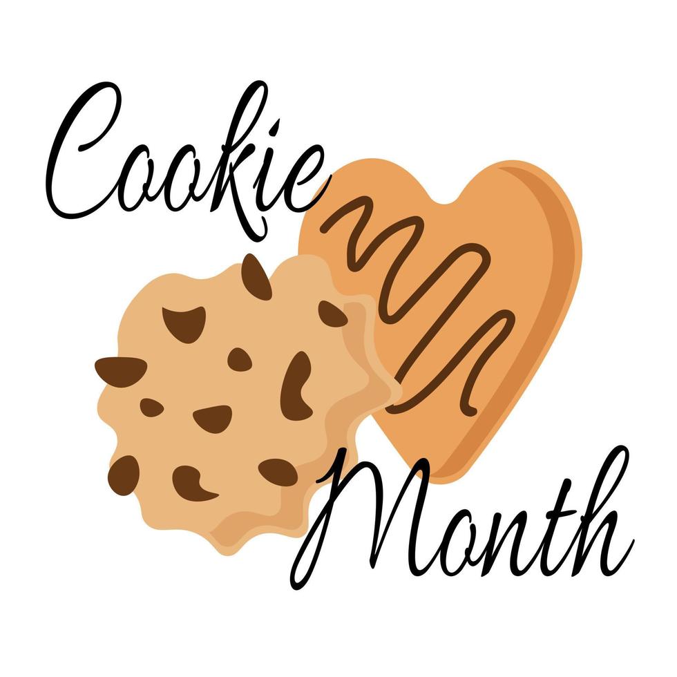 Cookie Month, idea for a poster, banner or menu design, sweet pastries of various shapes vector