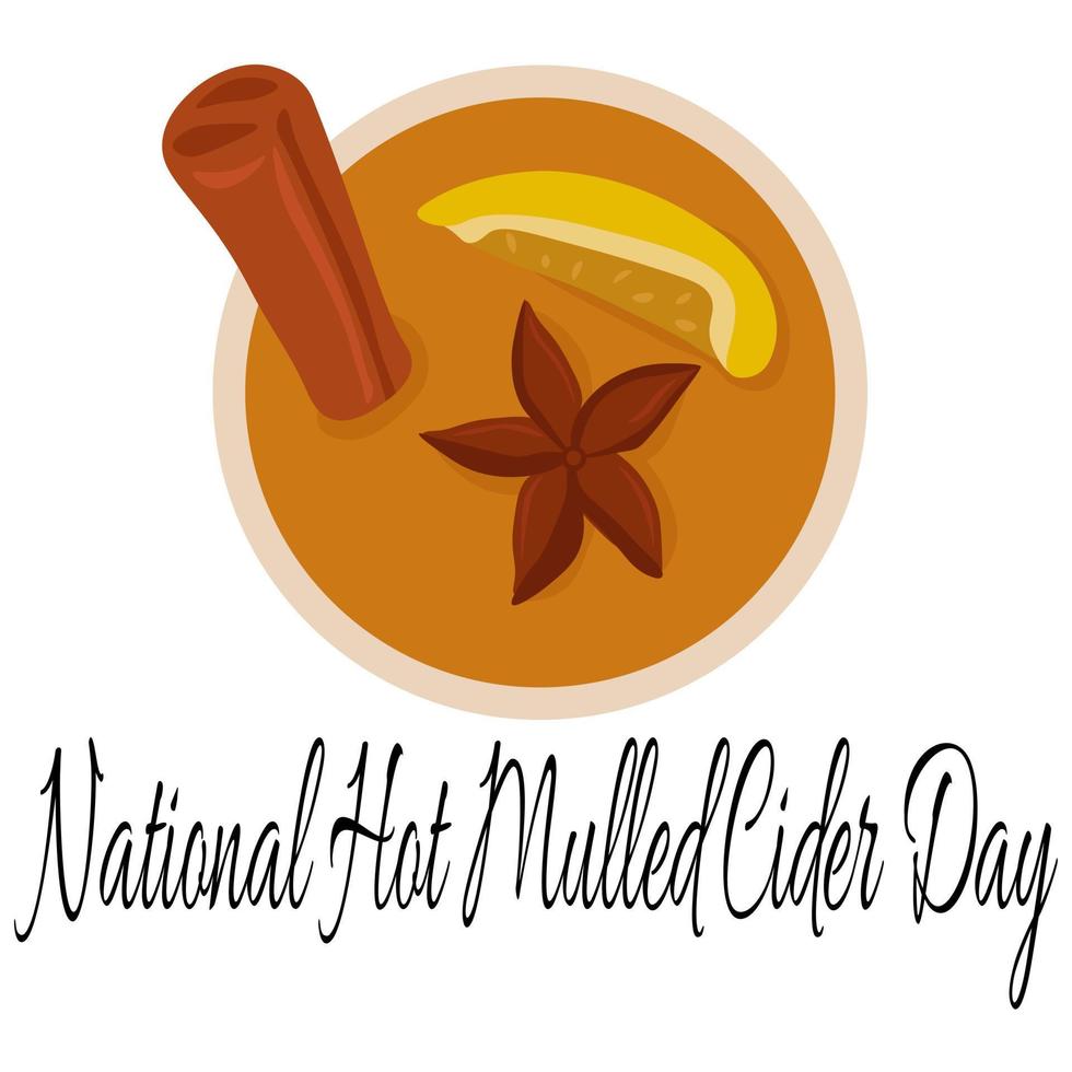 National Hot Mulled Cider Day, idea for a banner, poster or menu design, hot flavored drink vector