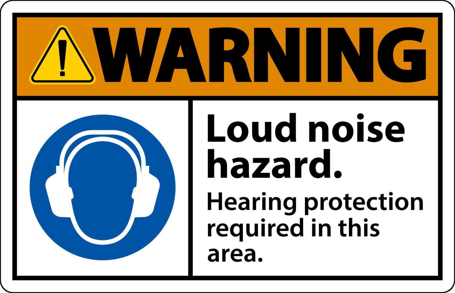 Warning Hearing Protection Required Sign On White Background vector