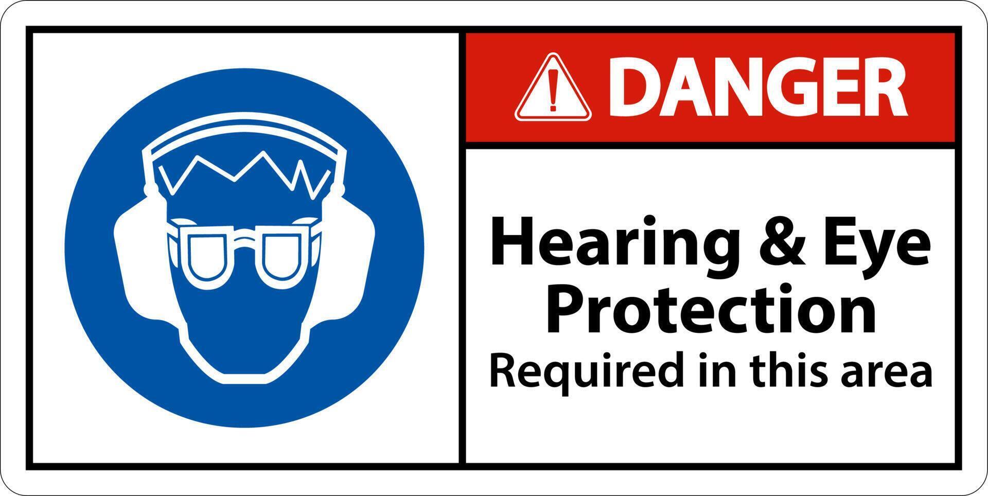 Danger Hearing and Eye Protection Sign On White Background vector