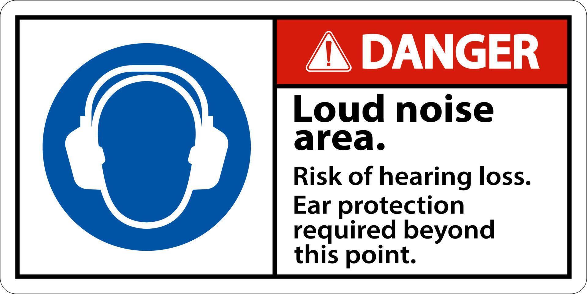 Danger Loud Noise Area Risk of Hearing Loss Sign vector