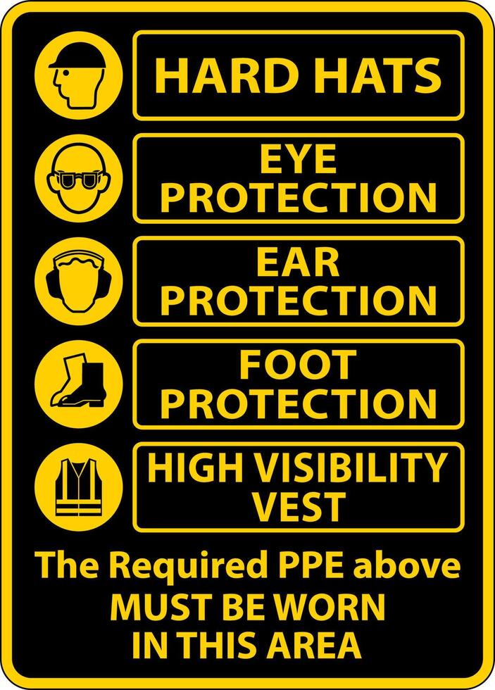 The Required PPE Must Be Worn Sign On White Background vector