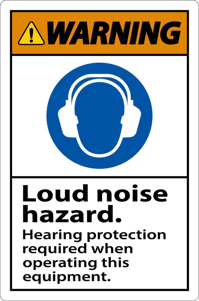 Warning Hearing Protection Required Sign On White Background vector