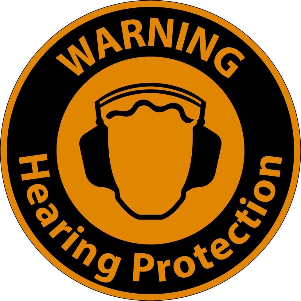 Warning Hearing Protection Required In This Area. On White Background vector