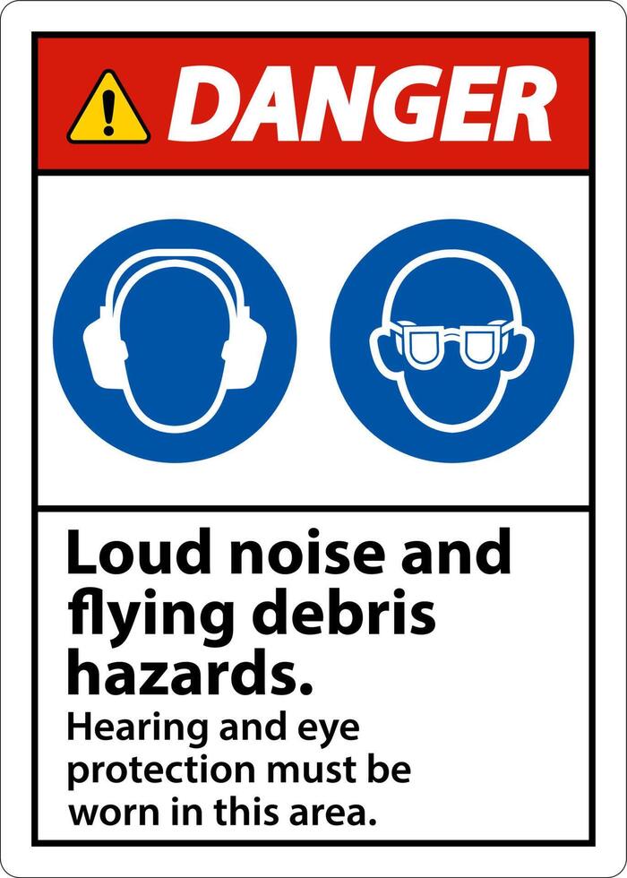 Danger Hearing and Eye Protection Sign On White Background vector