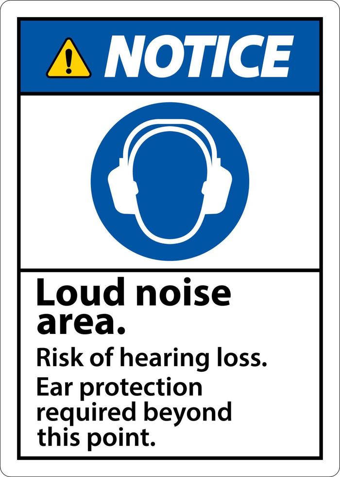 Notice Loud Noise Area Risk of Hearing Loss Sign vector