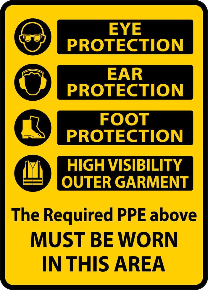 PPE Must Be Worn In This Area Sign vector