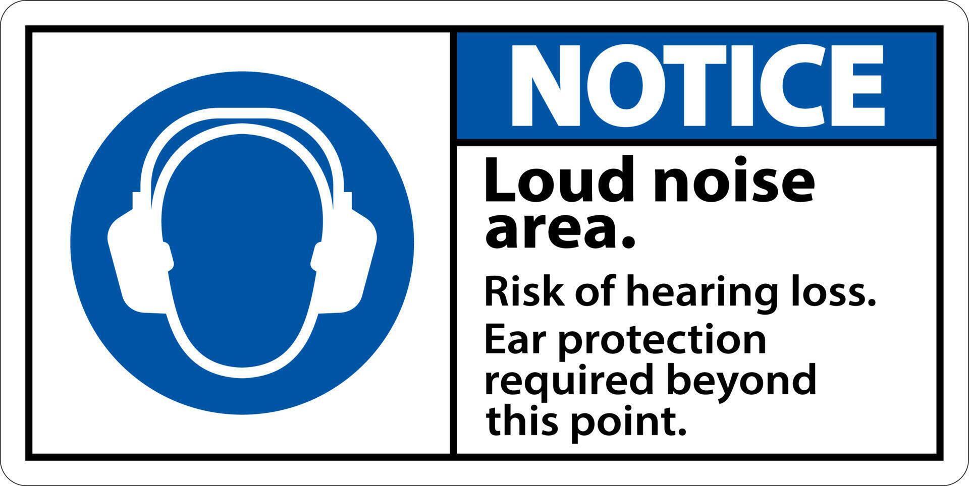 Notice Loud Noise Area Risk of Hearing Loss Sign vector