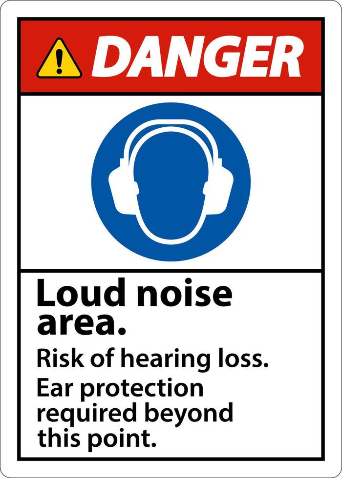 peligro ruido fuerte área riesgo de pérdida de audición signo vector