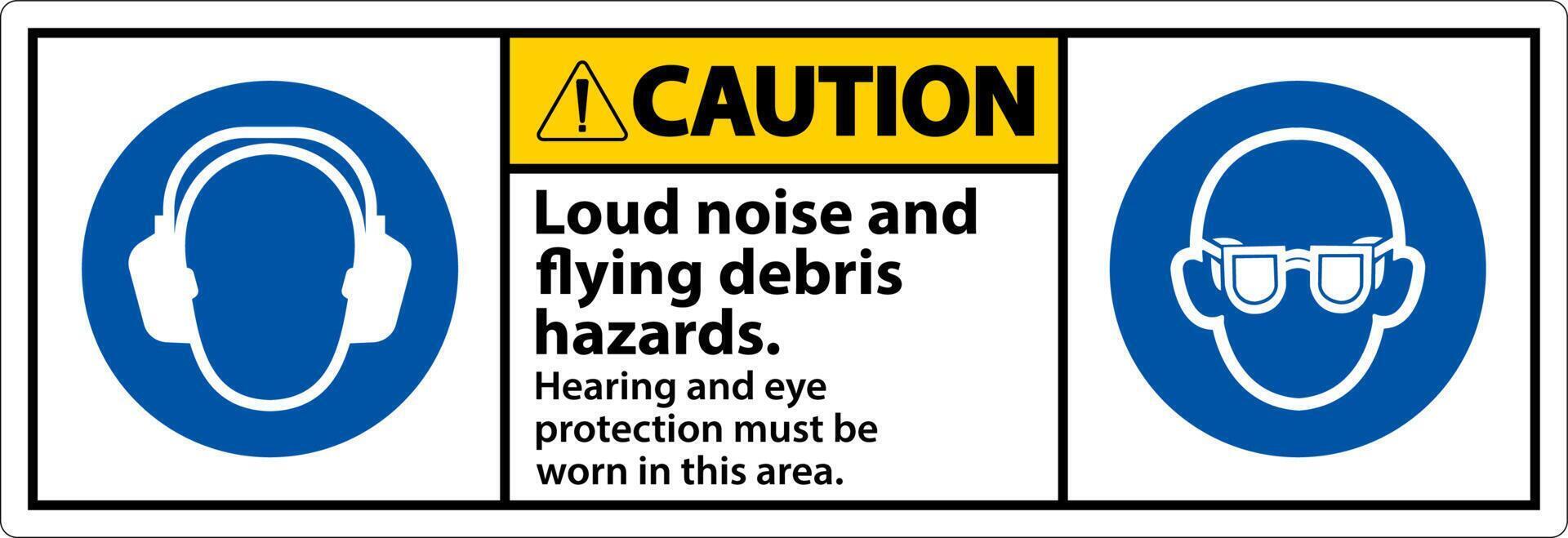 Caution Hearing and Eye Protection Sign On White Background vector