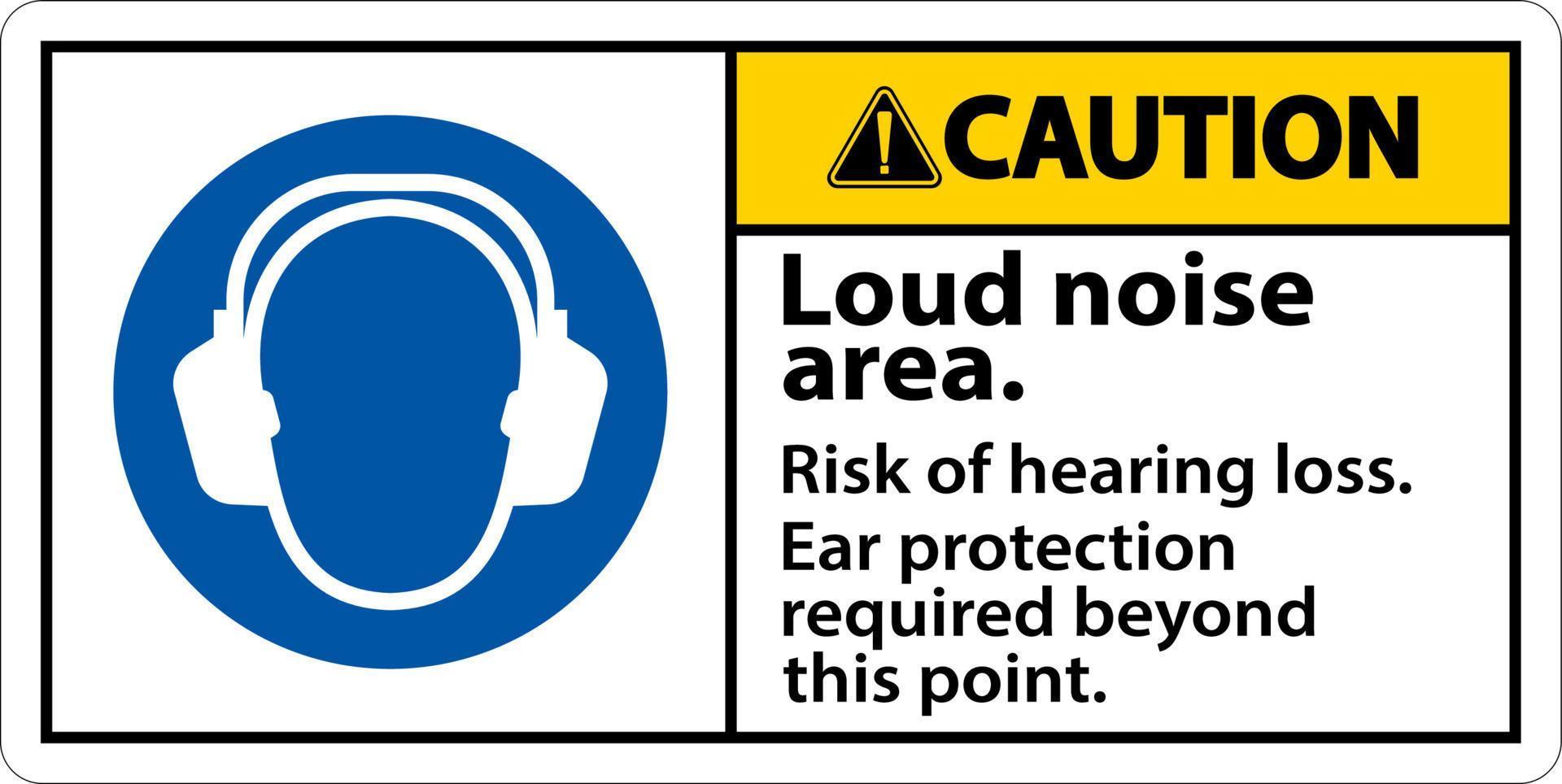 Precaución zona de ruido fuerte riesgo de pérdida de audición firmar vector
