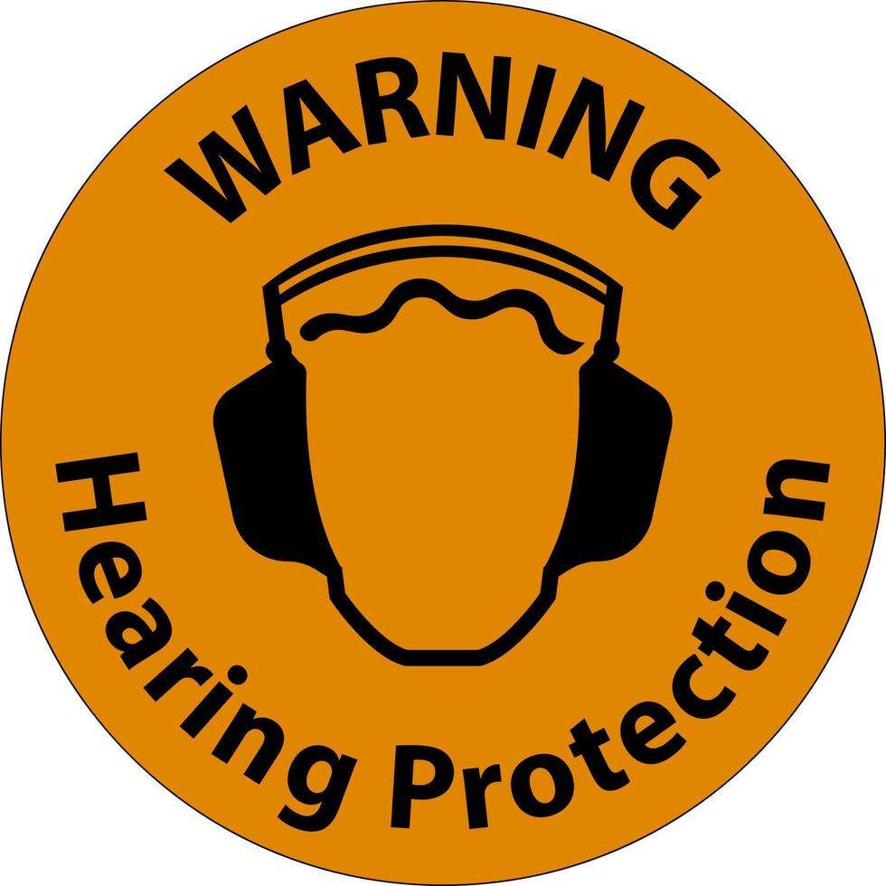 Warning Hearing Protection Required In This Area. On White Background vector