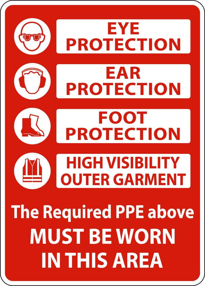 PPE Must Be Worn In This Area Sign vector