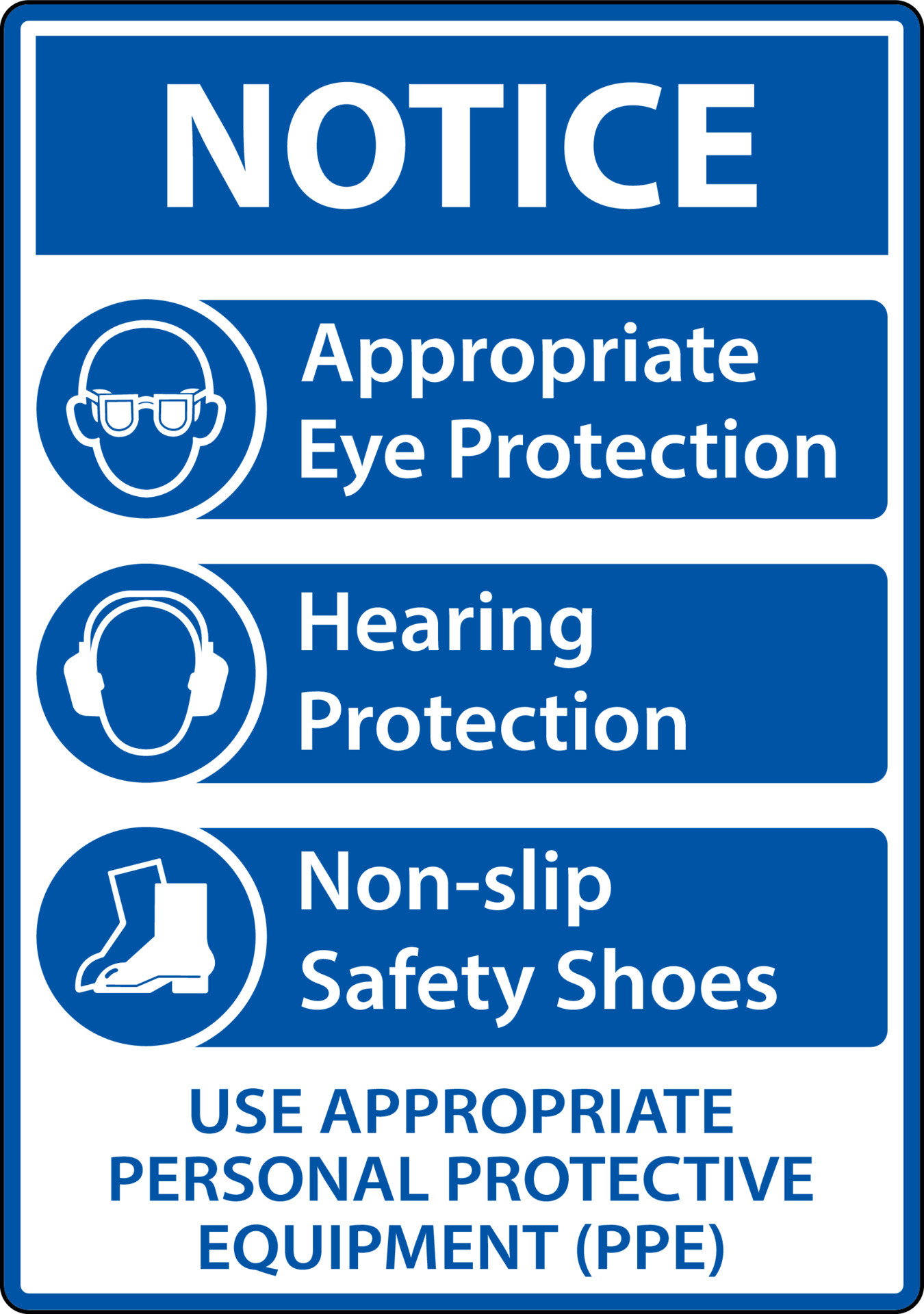 Notice Use Appropriate PPE Sign On White Background 11125263 Vector Art