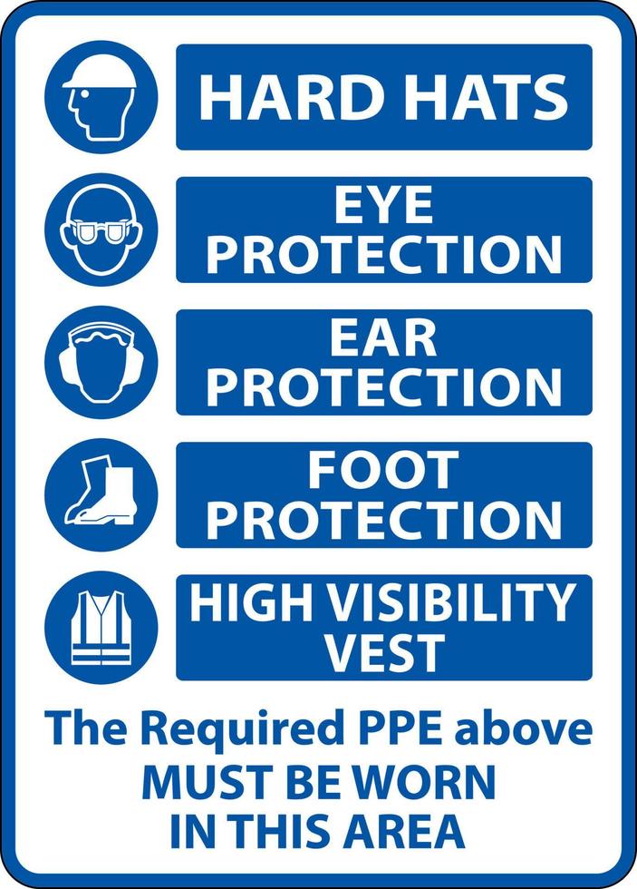 The Required PPE Must Be Worn Sign On White Background vector