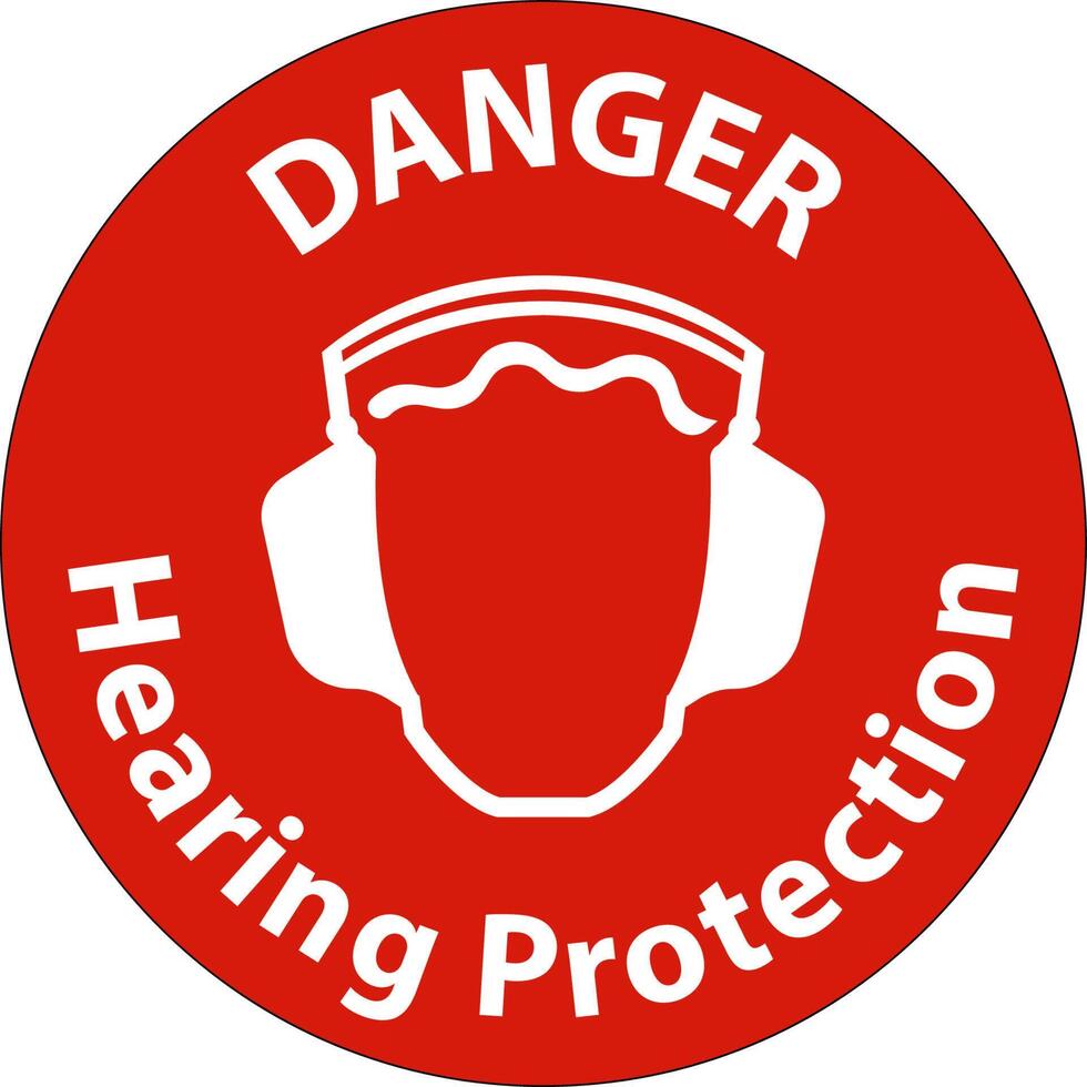 Danger Hearing Protection Required In This Area. On White Background vector