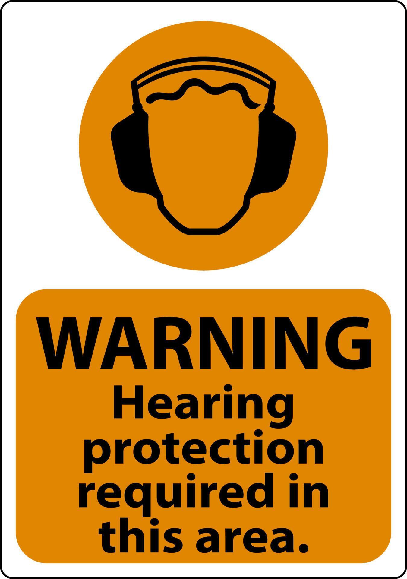Warning Hearing Protection Required In This Area. On White Background 11125273 Vector Art at